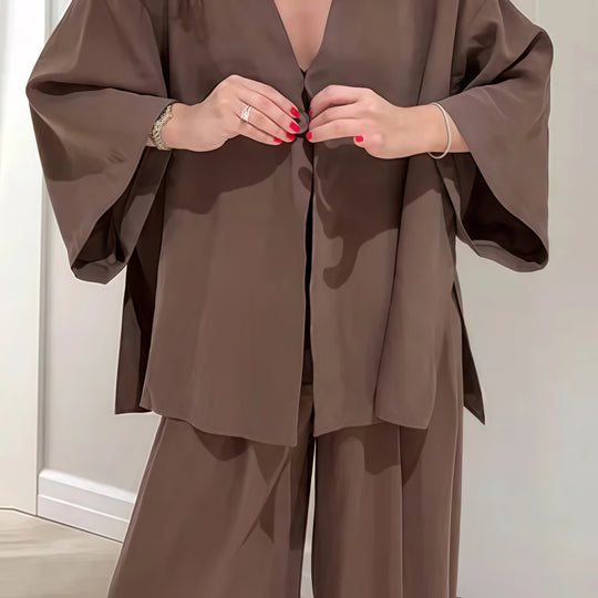 Damen Elegante Kimono-Jacke mit weiten Ärmeln und lockerer Passform Heidi-Mode