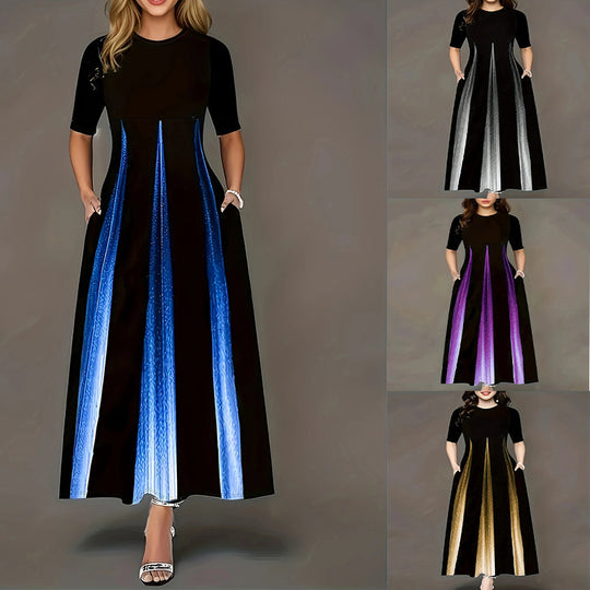 Damen Maxikleid mit modernem Farbverlauf und praktischen Seitentaschen Heidi-Mode