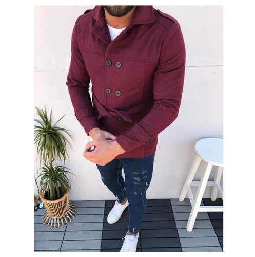 Herren modischer Trenchcoat mit doppelter Knopfleiste und abnehmbarem Gürtel Heidi-Mode