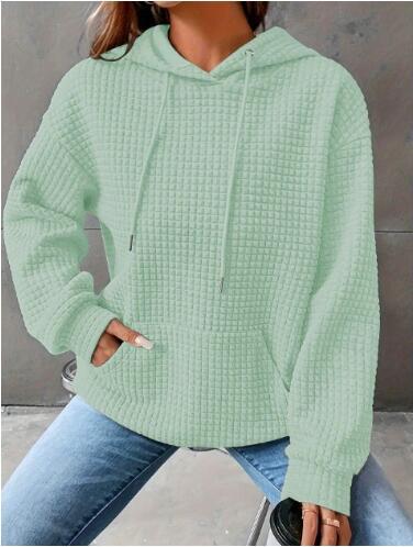 Damen lässiger Hoodie mit strukturierter Oberfläche und praktischer Kängurutasche Heidi-Mode