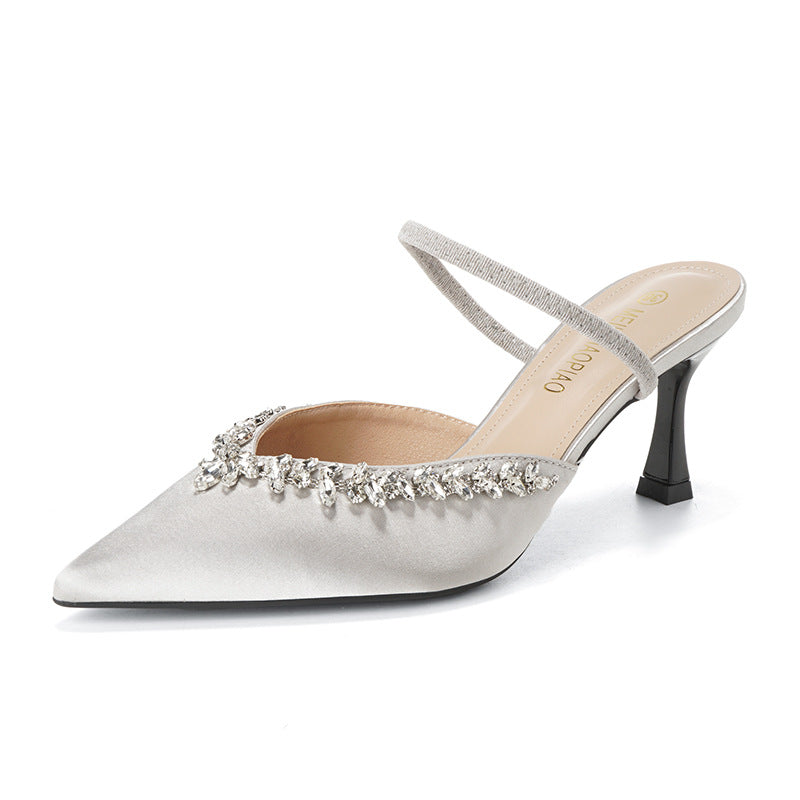 Damen Sling-Pumps mit funkelndem Strassbesatz und eleganter Form Heidi-Mode