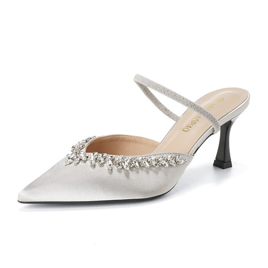 Damen Sling-Pumps mit funkelndem Strassbesatz und eleganter Form Heidi-Mode