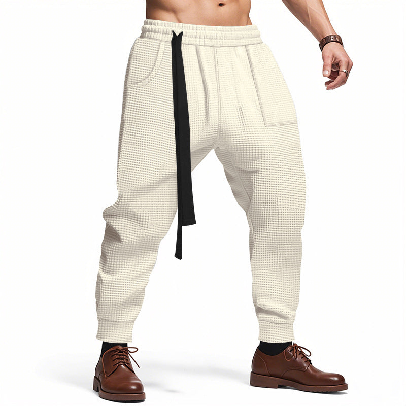 Herren Bequeme Waffelstruktur Jogginghose mit Kordelzug Heidi-Mode