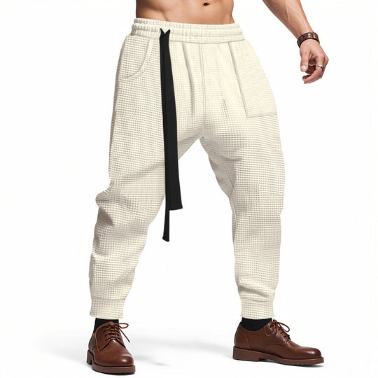 Herren Bequeme Waffelstruktur Jogginghose mit Kordelzug Heidi-Mode