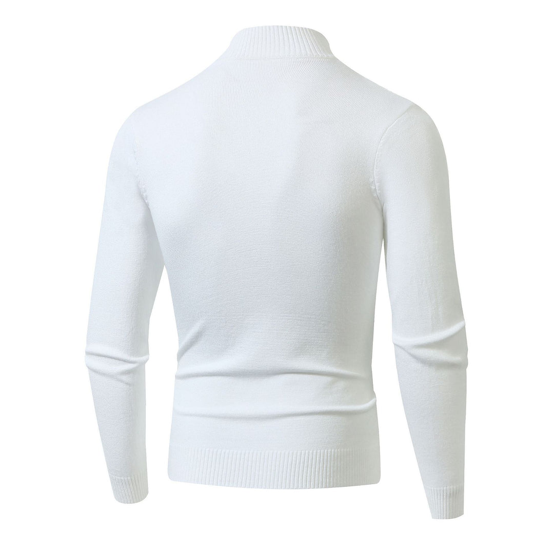 Herren Strickpullover mit modernem Zopfmuster und hohem Stehkragen Heidi-Mode