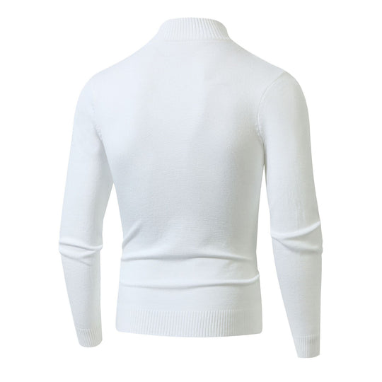 Herren Strickpullover mit modernem Zopfmuster und hohem Stehkragen Heidi-Mode