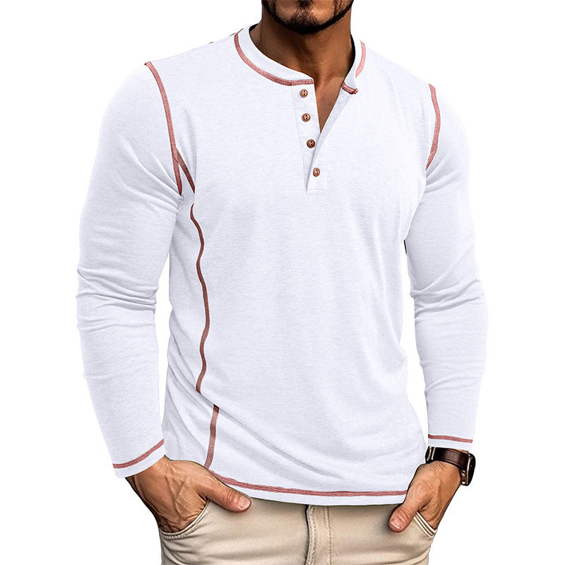 Herren Langarmshirt mit Knopfleiste Heidi-Mode