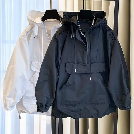 Damen lässige Anorakjacke mit verstellbarem Kapuzensystem und großzügiger Tasche Heidi-Mode
