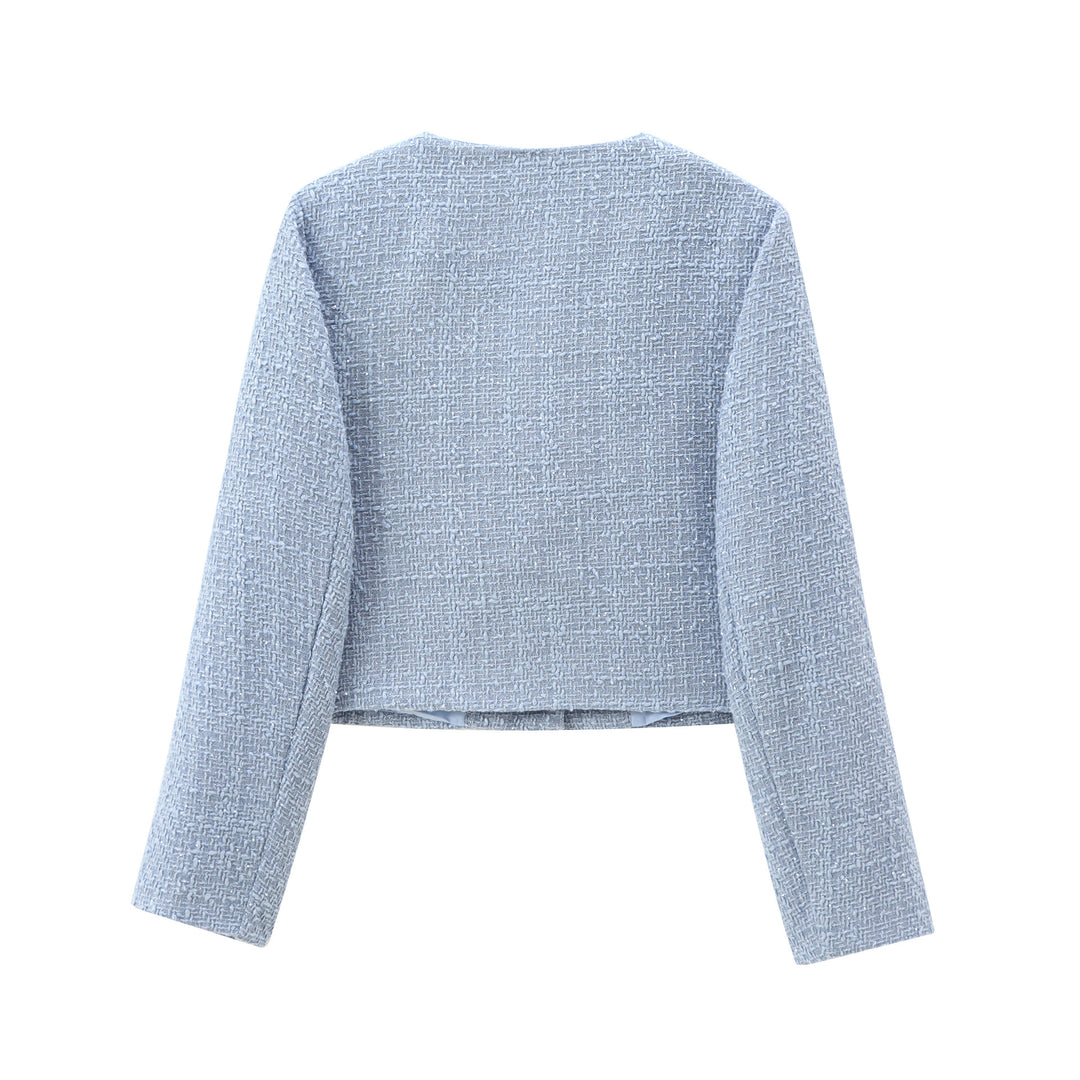 Damen elegante Kurzjacke im strukturierten Tweed-Stil mit praktischen Taschen Heidi-Mode