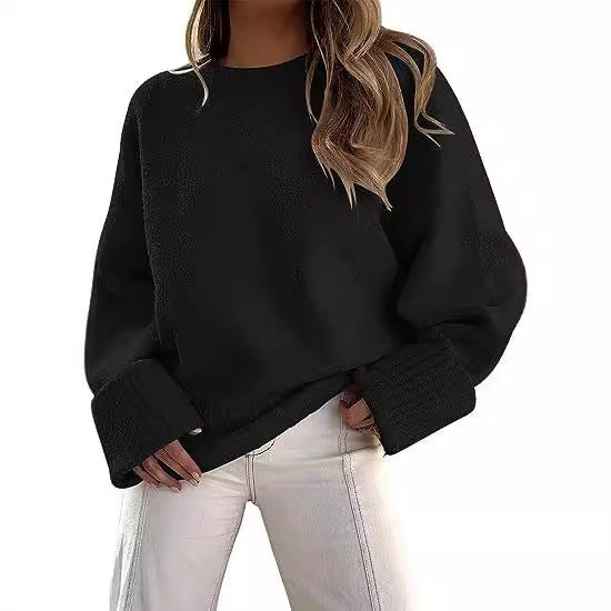 Damen gemütlicher Oversized Pullover mit strukturiertem Fleece Heidi-Mode