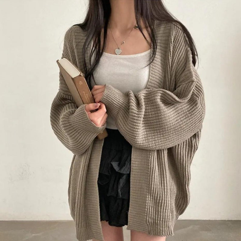 Damen Übergröße Strickjacke mit weit geschnittenen Ärmeln und strukturierter Textur Heidi-Mode