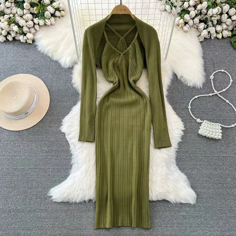Damen elegantes Maxikleid mit raffinierten Falten und tiefem Ausschnitt Heidi-Mode