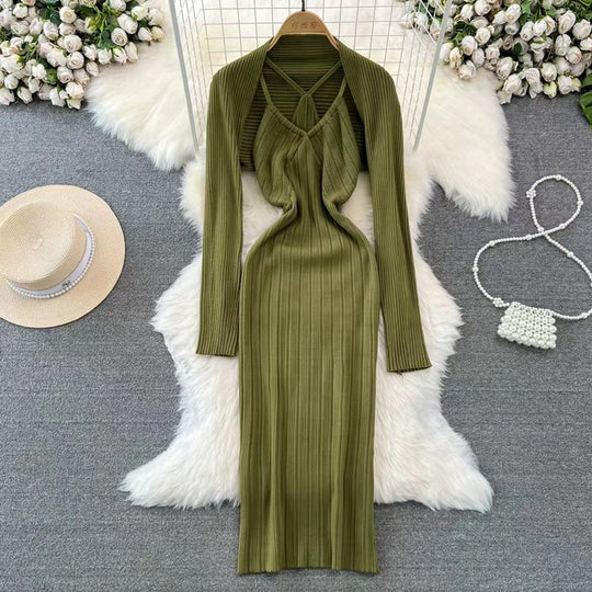 Damen elegantes Maxikleid mit raffinierten Falten und tiefem Ausschnitt Heidi-Mode