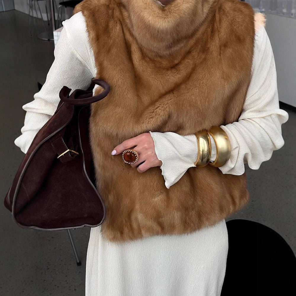 Damen kuschelige Kunstfell-Wickelschal Heidi-Mode