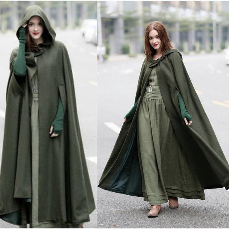 Damen elegante Kapuzenumhang mit verstellbarem Verschluss Heidi-Mode