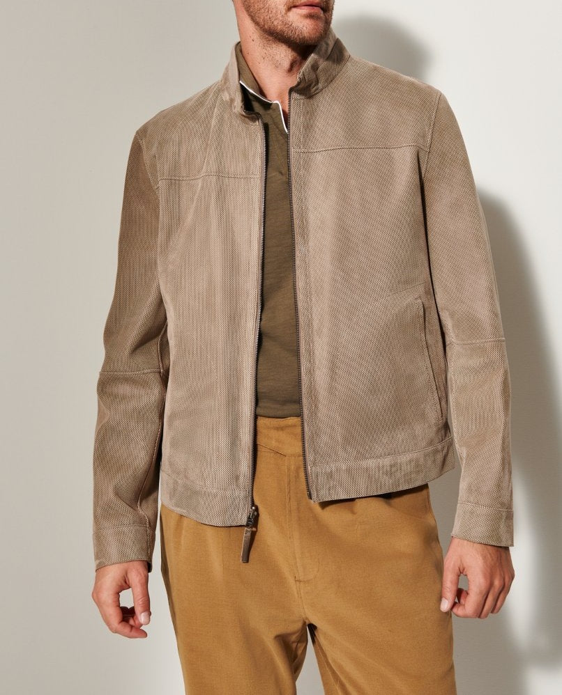 Herren Lederjacke im modernen Schnitt mit strukturiertem Obermaterial Heidi-Mode