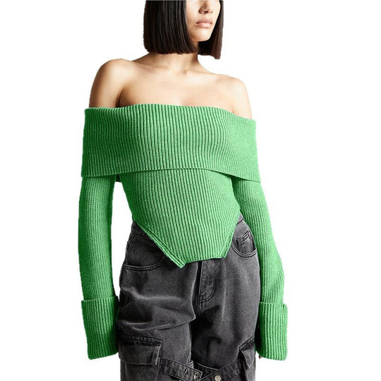 Damen Off-Shoulder Strickoberteil mit weitem Arm Heidi-Mode