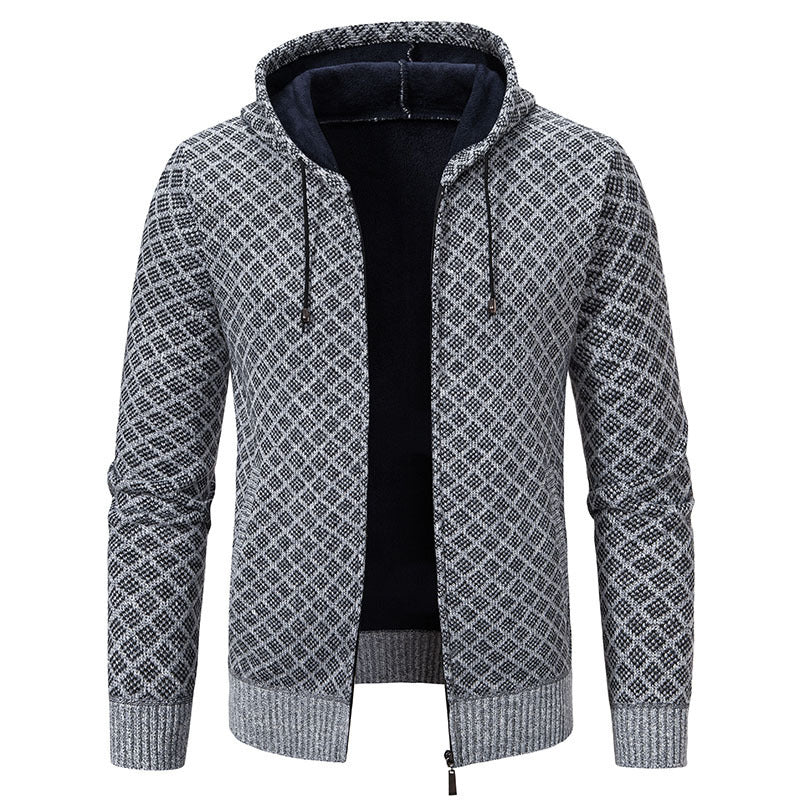Herren stylische Jacke mit modernem Wabenmuster und Kapuze Heidi-Mode