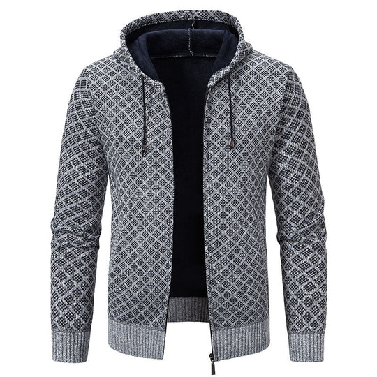 Herren stylische Jacke mit modernem Wabenmuster und Kapuze Heidi-Mode