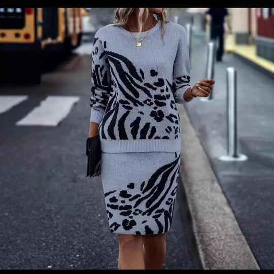 Damen Strickkleid im Leopardenmuster Heidi-Mode