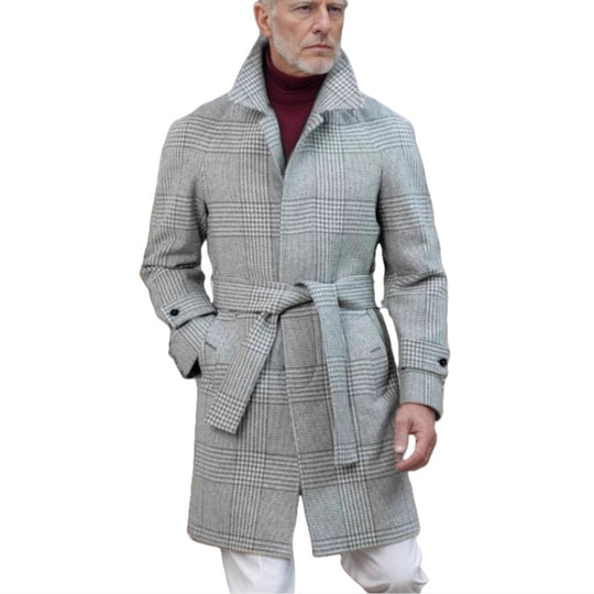 Herren klassischer karierter Wollmantel Heidi-Mode