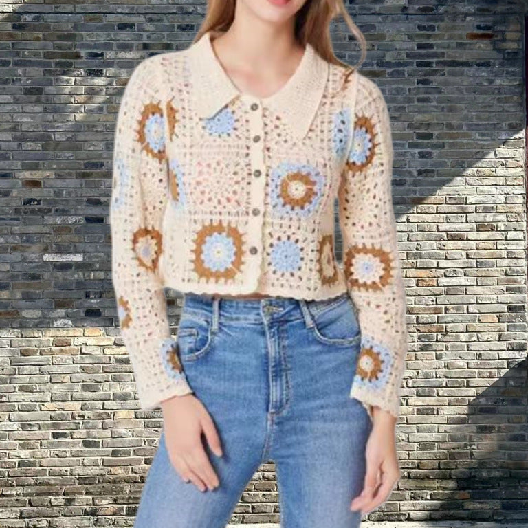 Damen Strickjacke im einzigartigen Granny-Quadrat-Muster Heidi-Mode