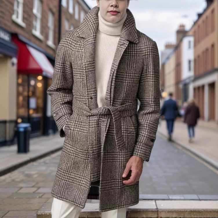 Herren klassischer karierter Wollmantel Heidi-Mode