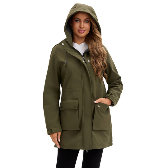 Damen funktionale Outdoor-Jacke mit verstellbarem Taillenzug und Innenfutter Heidi-Mode