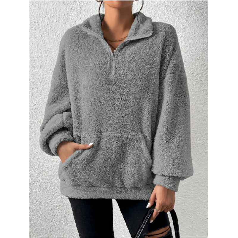 Damen Fleece-Pullover mit hohem Kragen Heidi-Mode