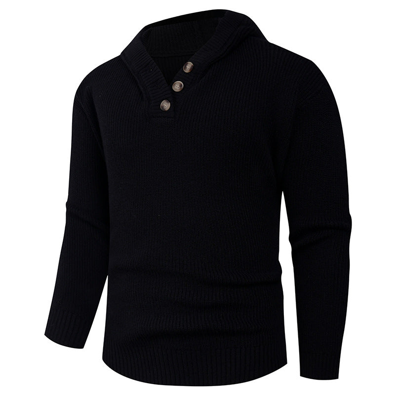 Herren Strickpullover mit hochabschließendem Kragen und Knopfdetails Heidi-Mode
