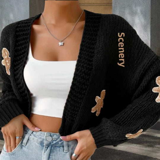 Damen Strickjacke mit verspielten Applikationen Heidi-Mode