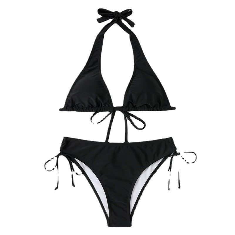 Damen Triangel-Bikini mit verstellbaren Trägern und seitlichem Bindeband Heidi-Mode