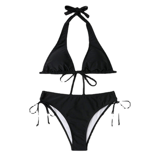 Damen Triangel-Bikini mit verstellbaren Trägern und seitlichem Bindeband Heidi-Mode