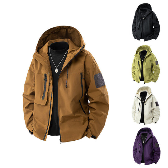 Herren wasserfeste Multifunktionsjacke mit Kapuze und praktischen Taschen Heidi-Mode