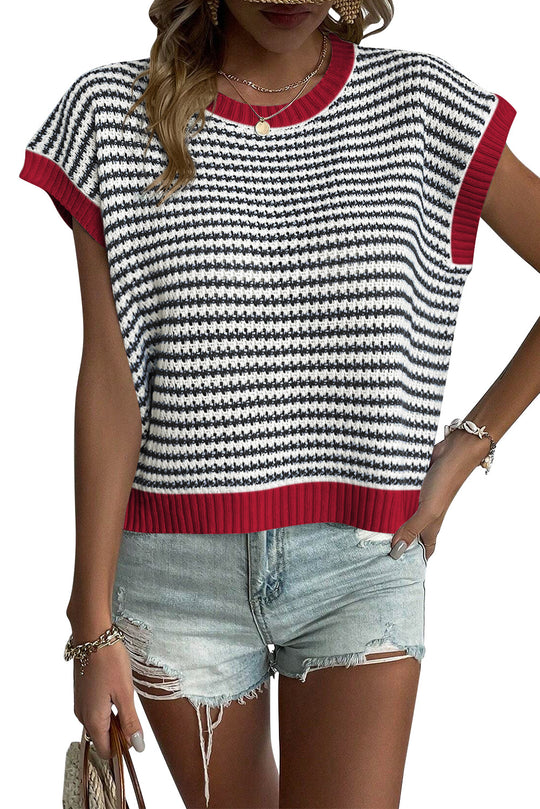 Damen lässiger Strickpullover mit modischem Streifenmuster und weitem Schnitt Heidi-Mode
