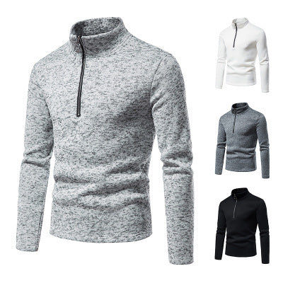 Herren sportlicher Pullover mit hohem Kragen und innovativem Reißverschluss Heidi-Mode