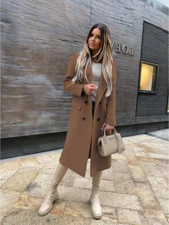 Damen Eleganter und zeitloser Wool Coat mit Doppelreiher Heidi-Mode