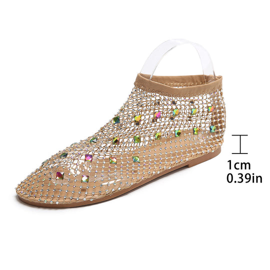 Damen Modische Transparente Stiefeletten mit Strassverzierungen Heidi-Mode