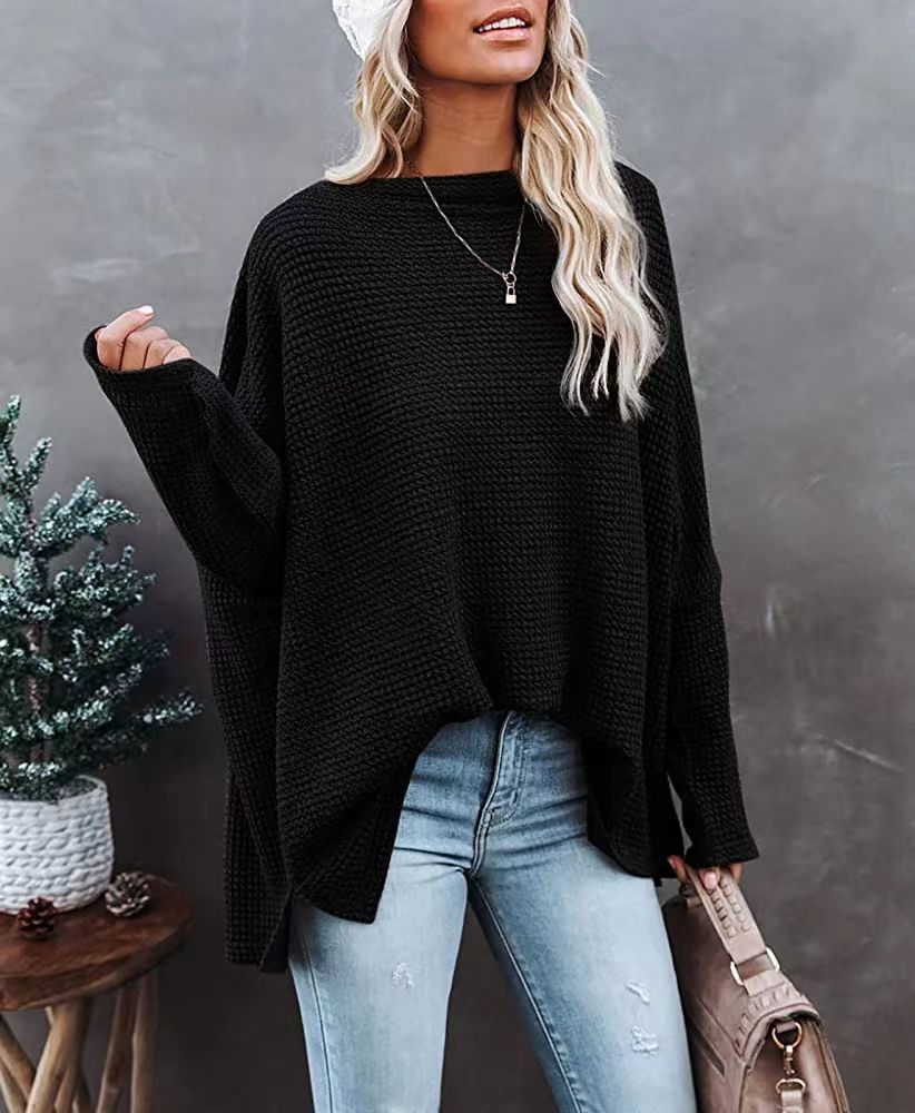Damen lässiger Off-Shoulder Pullover im Strukturdesign Heidi-Mode