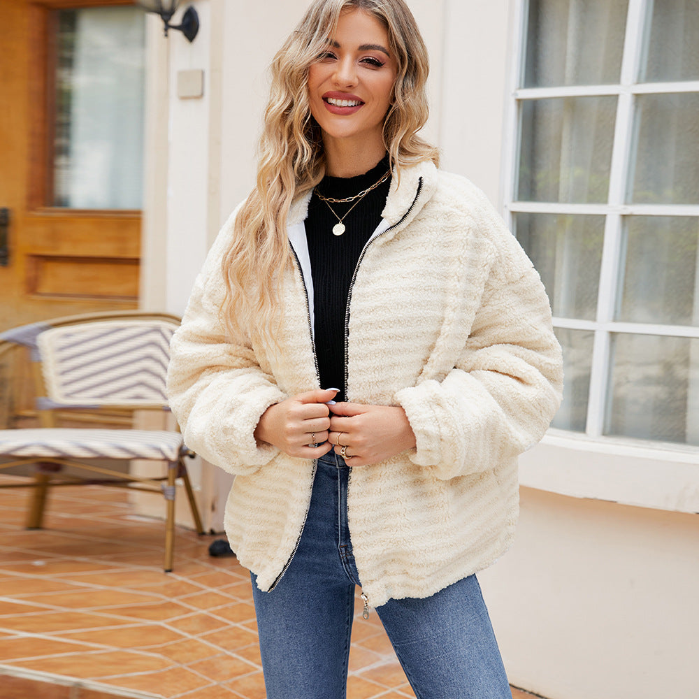 Damen Baumwoll-Fleecejacke mit Reißverschluss Heidi-Mode