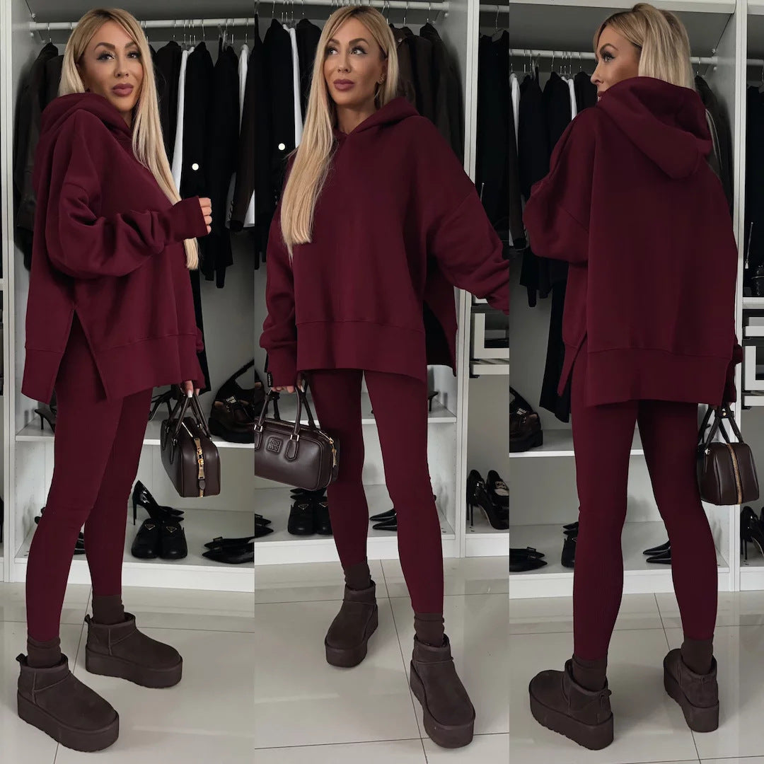 Damen modischer Kapuzenpullover mit Leopardenmuster und oversized Schnitt Heidi-Mode