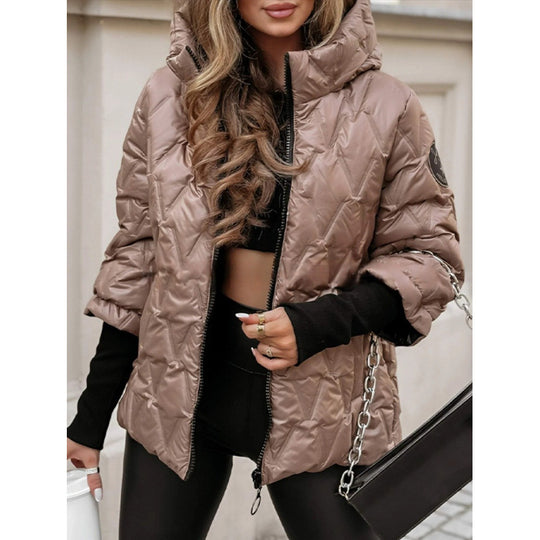 Damen Steppjacke mit hohem Kragen und beschichtetem Obermaterial Heidi-Mode