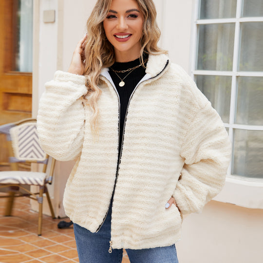 Damen Baumwoll-Fleecejacke mit Reißverschluss Heidi-Mode