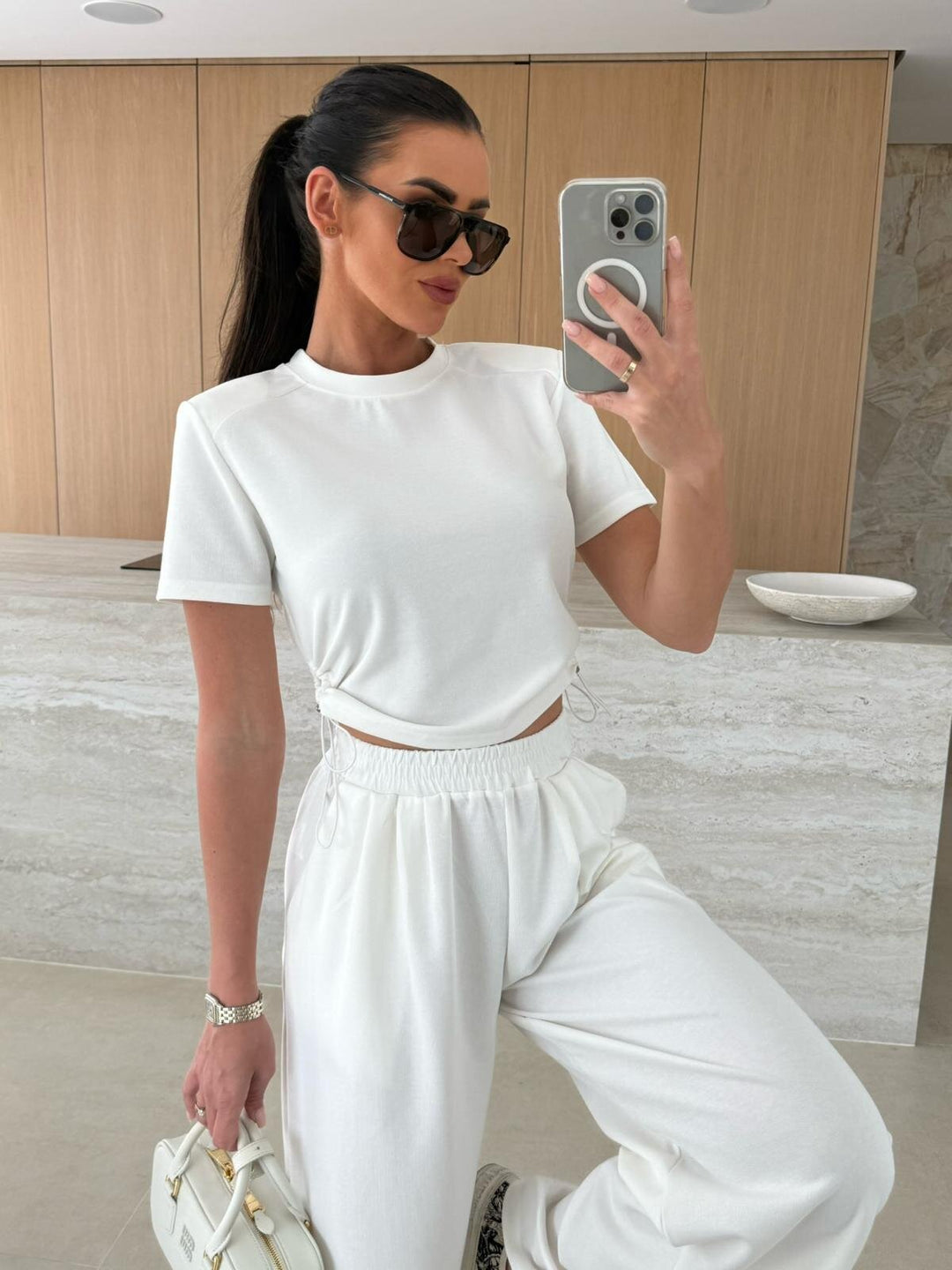 Damen lässiges Set aus Crop-Top und Jogginghose Heidi-Mode