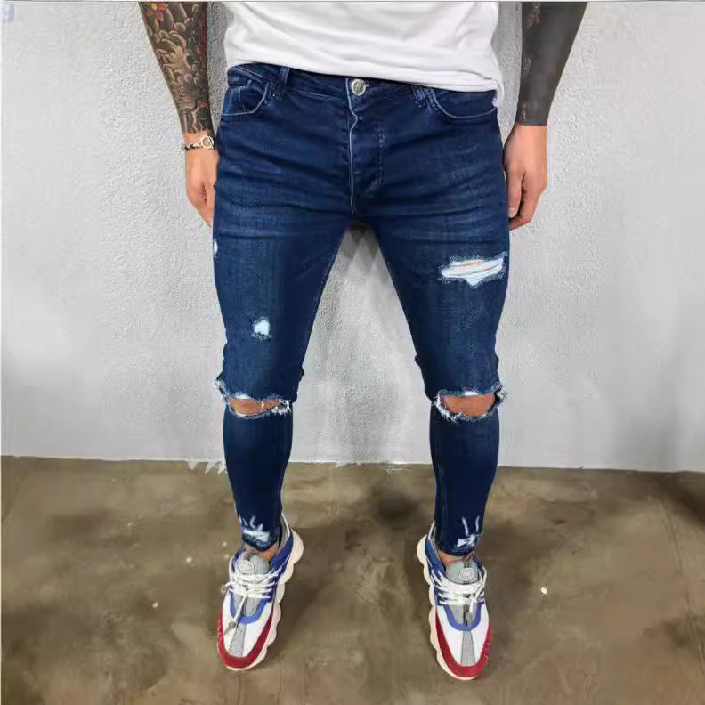 Herren Slim Fit Jeans mit modischen Rissen Heidi-Mode