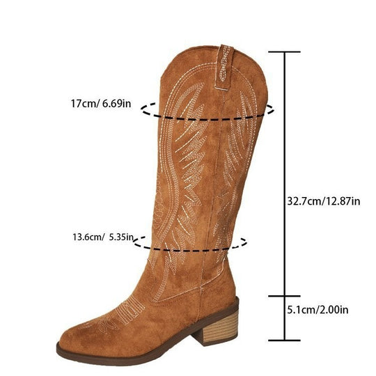 Damen Cowboystiefel mit eleganten Stickereien und hohem Komfort Heidi-Mode