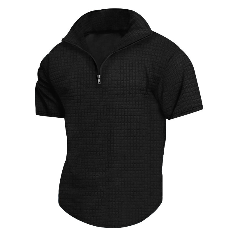 Herren konvertible Kurzarmjacke mit Reißverschluss und strukturiertem Design Heidi-Mode