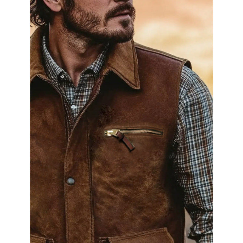 Damen Weste aus hochwertigem Wildleder mit praktischen Taschen Heidi-Mode