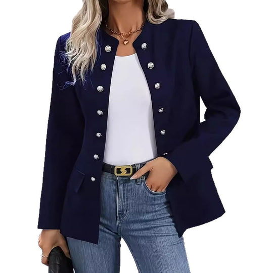 Damen elegante kurzärmelige Blazer mit dekorativen Knöpfen Heidi-Mode