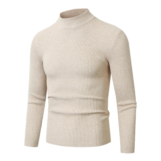 Herren Rollkragenpullover mit geripptem Design Heidi-Mode